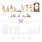 Set of 2 13pcs Christmas Wooden & Epoxy Resin Nativity Figurine Set